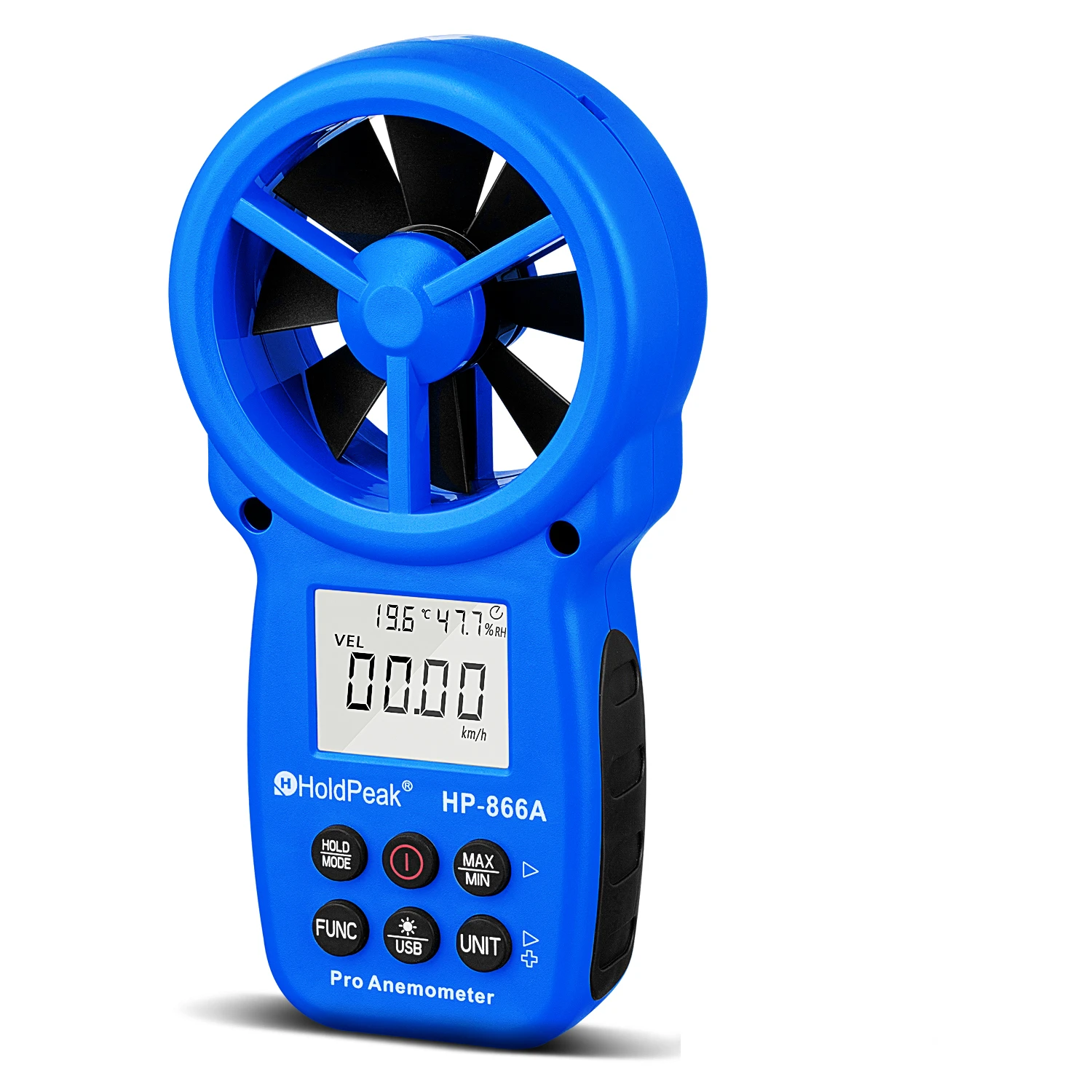 

HP-866A Digital Anemometer, Ambient Temperature, Humidity, Dew Point, Wet-bulb Temperature, Wind Speed and Air Volume