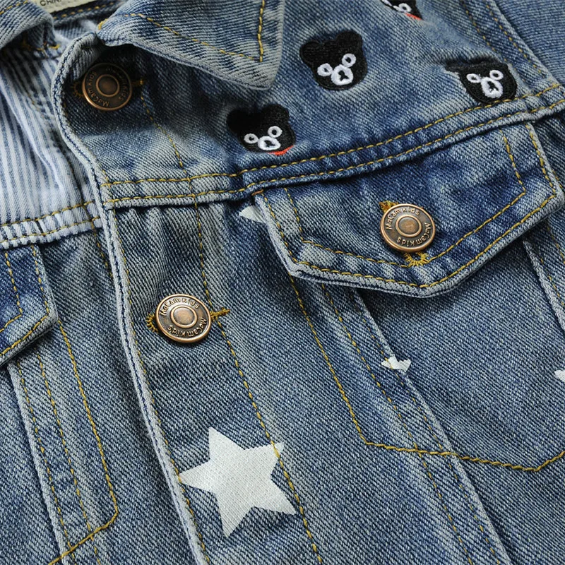 Big Boys Turn-down Collar Denim Jacket Spring Autumn Fashion Kids Stripe Patchwork Jean Coat Children Cowboy Outerwear 4