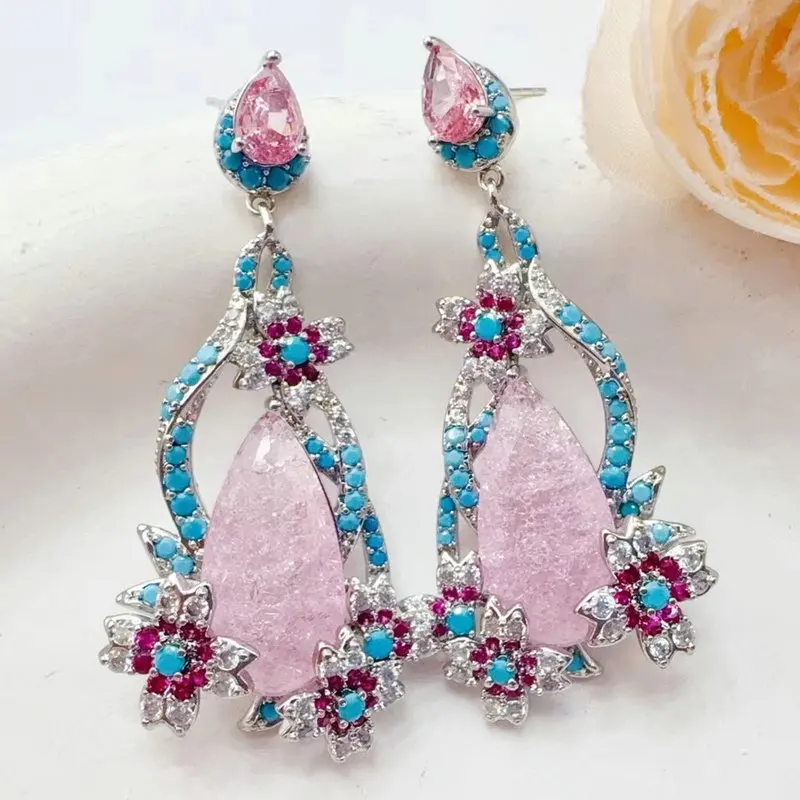 

Bilincolor модные розовые серьги с кубической цирконием для женщин