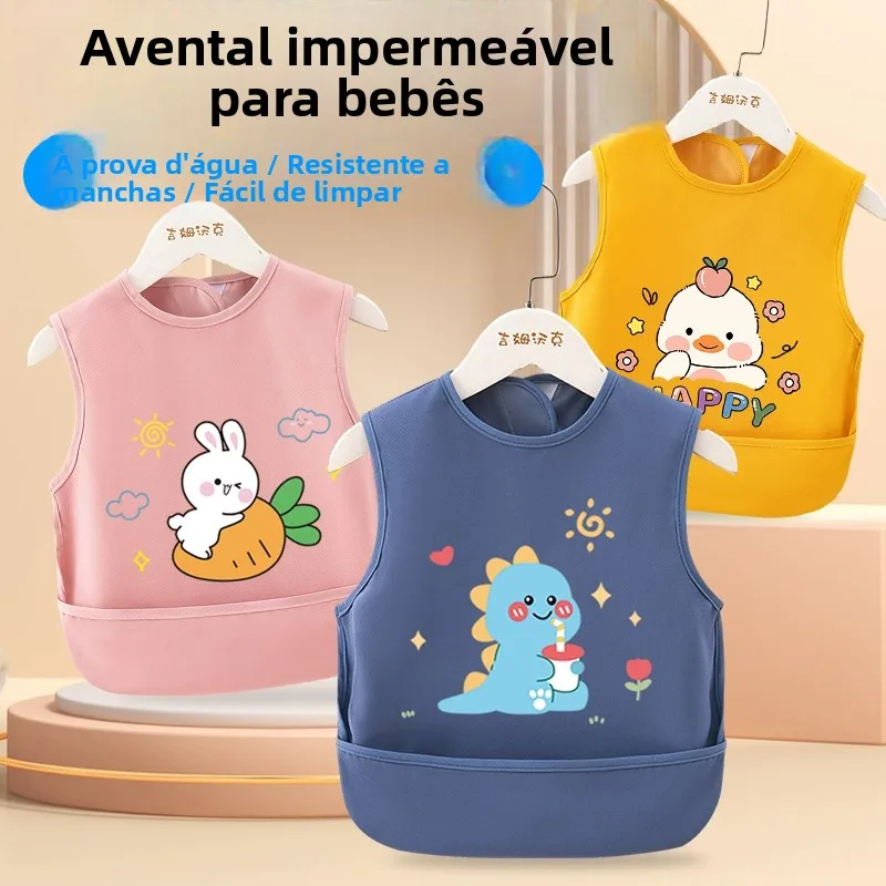 baby-eating-apron-child-supplementary-food-cover-clothes-waterproof-dirty-proof-sleeveless-inverted-skirt-thin-summer