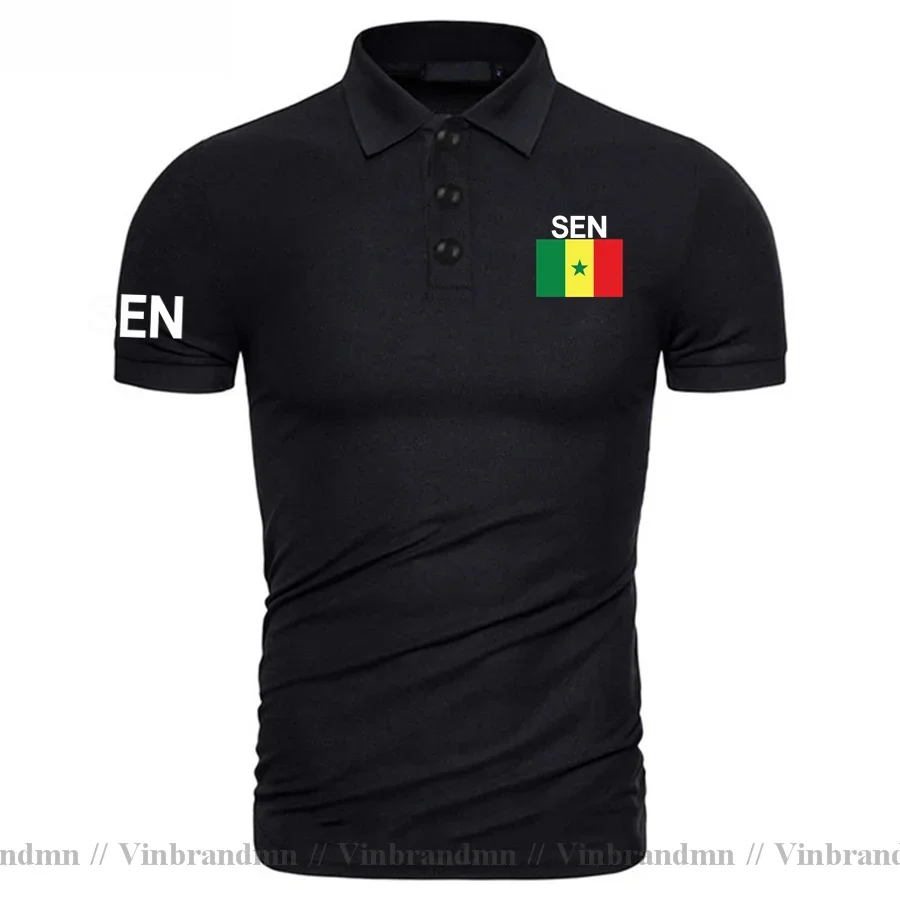 Senegal SEN Polo Shirts Mens Fashion Meeting Shirt Classic Short Sleeve Brand Polos 100% Cotton Tops Nation Team Flag Senegalese