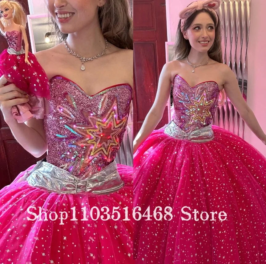 Benutzerdefiniertes süßes Prinzessin-Abschlussballkleid „I'm Singer“, trägerloser funkelnder Rock, Cosplay, Halloween, besondere Anlässe, Abendkleid, Abschlussfeier