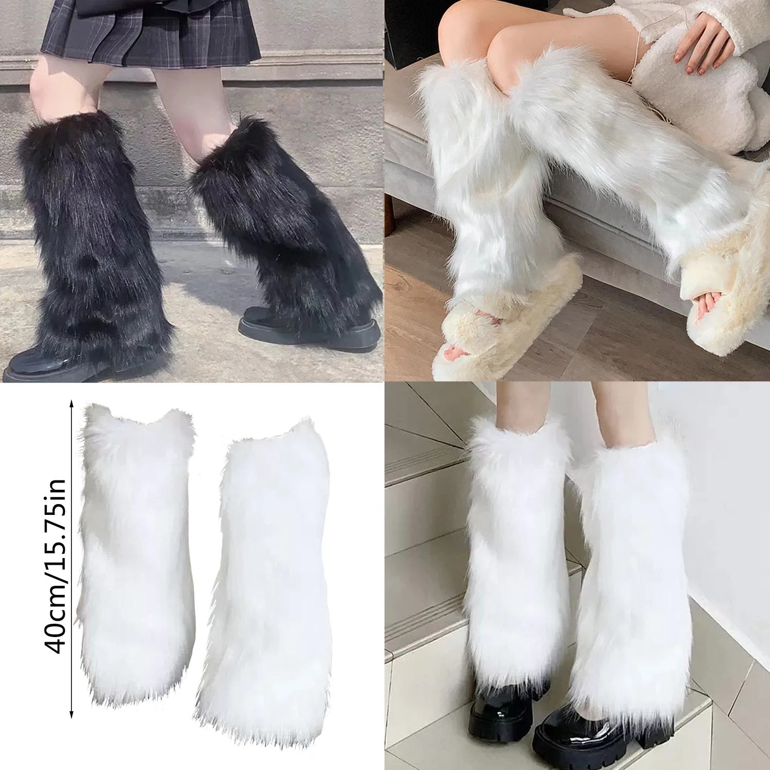 Y2k Winter Leg Warmers Fluffy/Knitted Arm Warmers Gothic Lolita Knit Long Socks Women Leg Warmer Stylish Stretchy Boots Cover