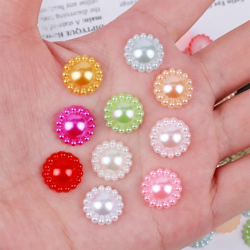 

ABS Pearls Half Round Flatback Flower Beads For Scrapbook Cards Decoration DIY Jewelry Crafts Loose Beads