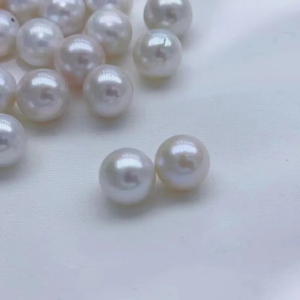 Gorgeous AAAA+++ Japan Akoya Round 10-11mm 11-12mm White Pearl Earrings14kp yellowgold gift box