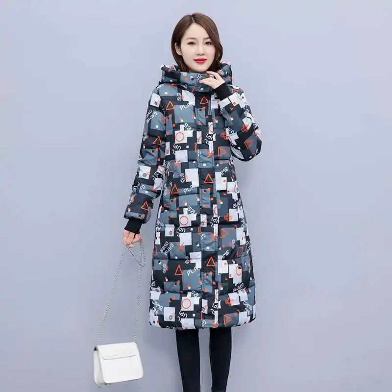 New Fashion Cool Camouflage Print Long Jacket for Women Bubble Coat Winter Thick Warm Outerwear Puffer Overcoat