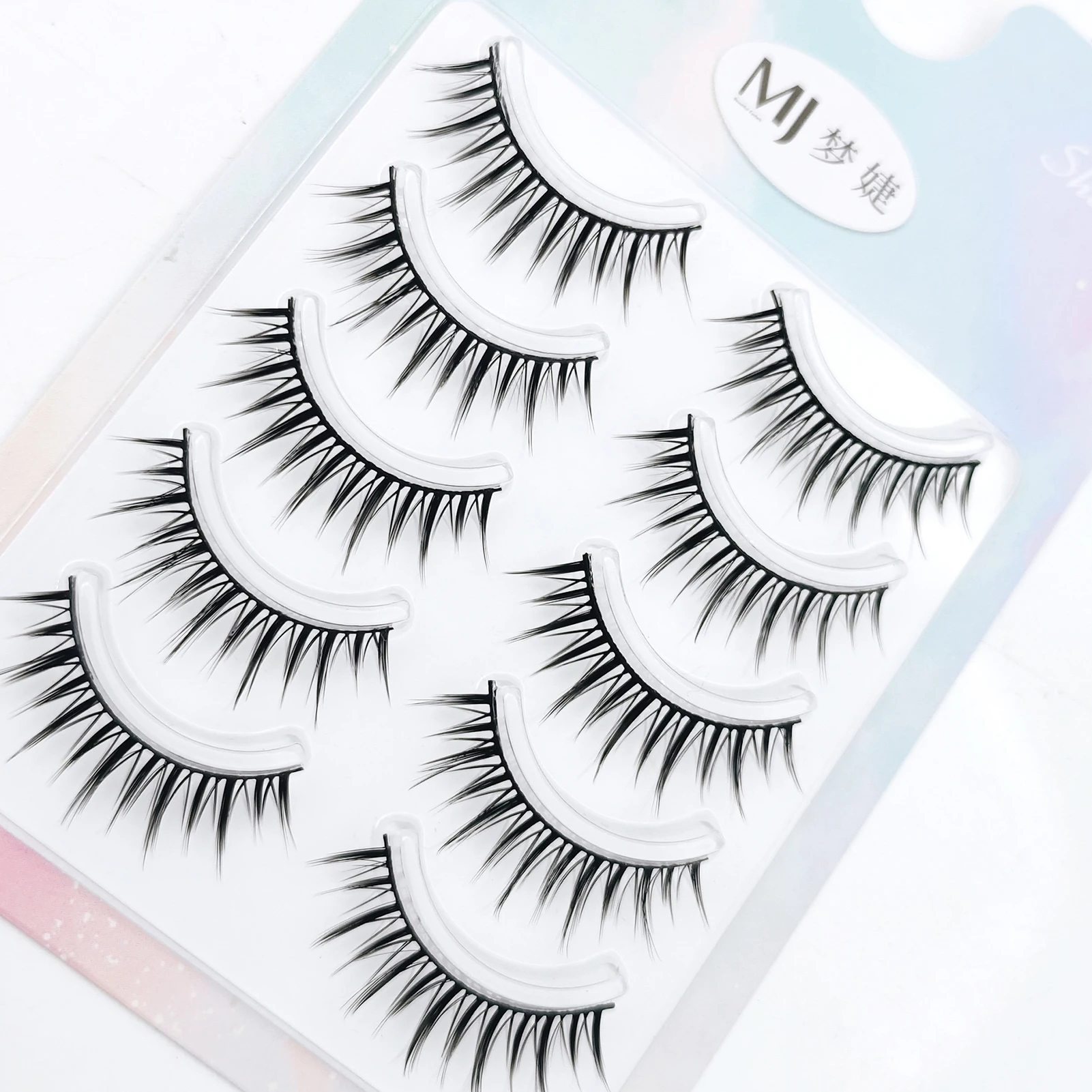 Pestañas postizas de banda negra, tira completa gruesa, pestañas largas de volumen esponjoso para Cosplay y uso diario con diseño de pestañas cruzadas