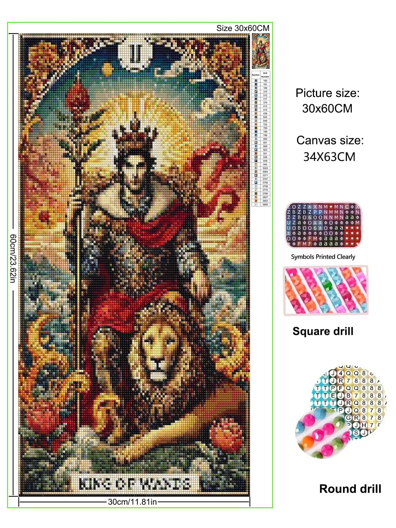 Full Diamond Painting Tarot Card Emperor Queen Diamond Mosaic Embroidery Gothic Woman Lion Rhinestones Cross Stitch Home Decor