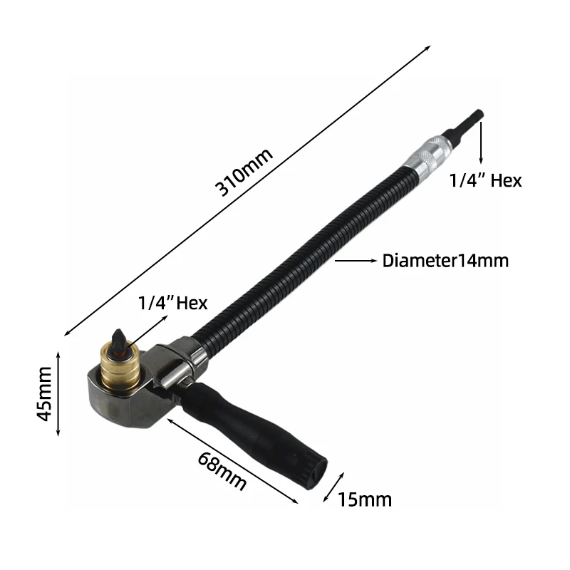 90 Degree Right Angle Screwdriver Socket Holder Adapter Adjustable Flexible Shaft Soft Extension Attachment 1/4 Hex Drill Tool