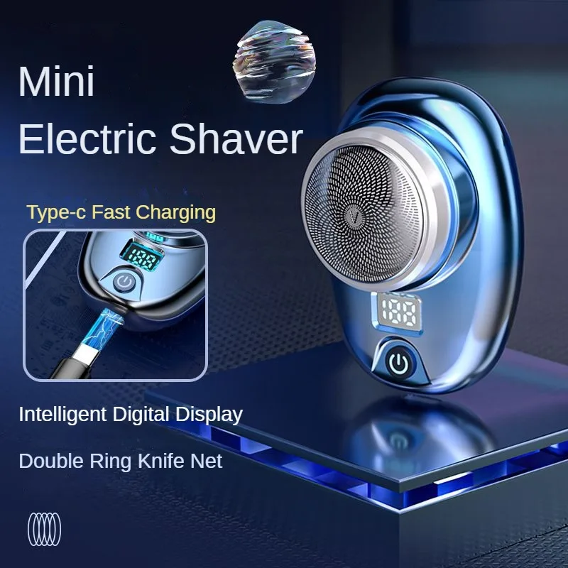 Miniafeitadora eléctrica de viaje para hombre, maquinilla de afeitar lavable y recargable, portátil, de bolsillo, para Barba y cara, modelo brillante 2024