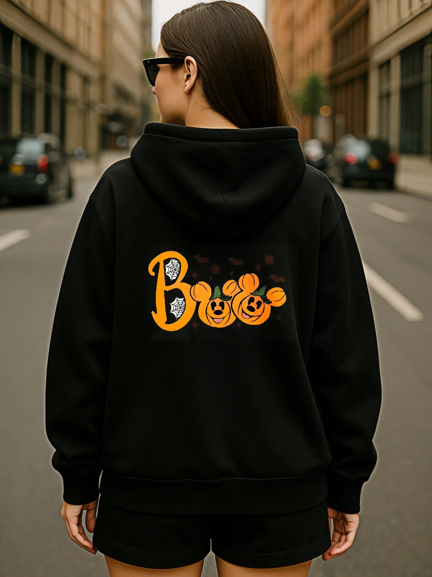 Grafik-Hoodie für Damen, Totenkopf- und Katzen-Cartoon-Druck, ästhetischer Stil, weicher Stoff, lässige Alltagskleidung, für Teenager