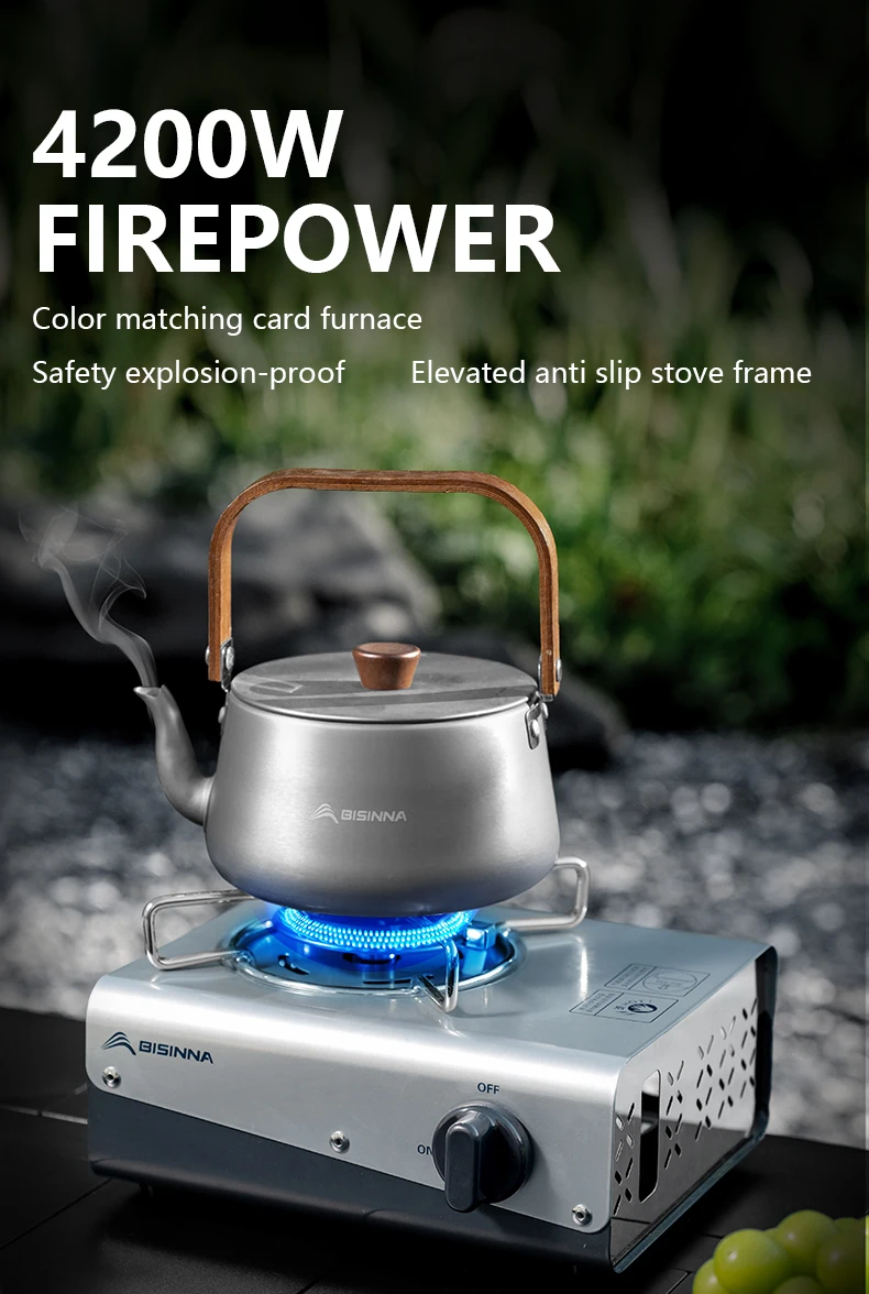 BISINNA Camping-Gasbrenner, tragbarer Gaskassettenofen, 4200 W, hohe Feuerkraft, Touristenbrenner für Picknick im Freien, Wandern, Grillen – Detail 1