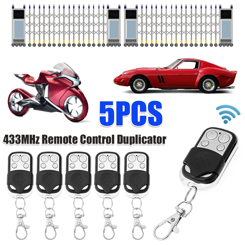 

5 шт. универсальный пульт дистанционного управления, 4 кнопки, 433 МГц, беспроводной портативный контроллер для ворот и гаража