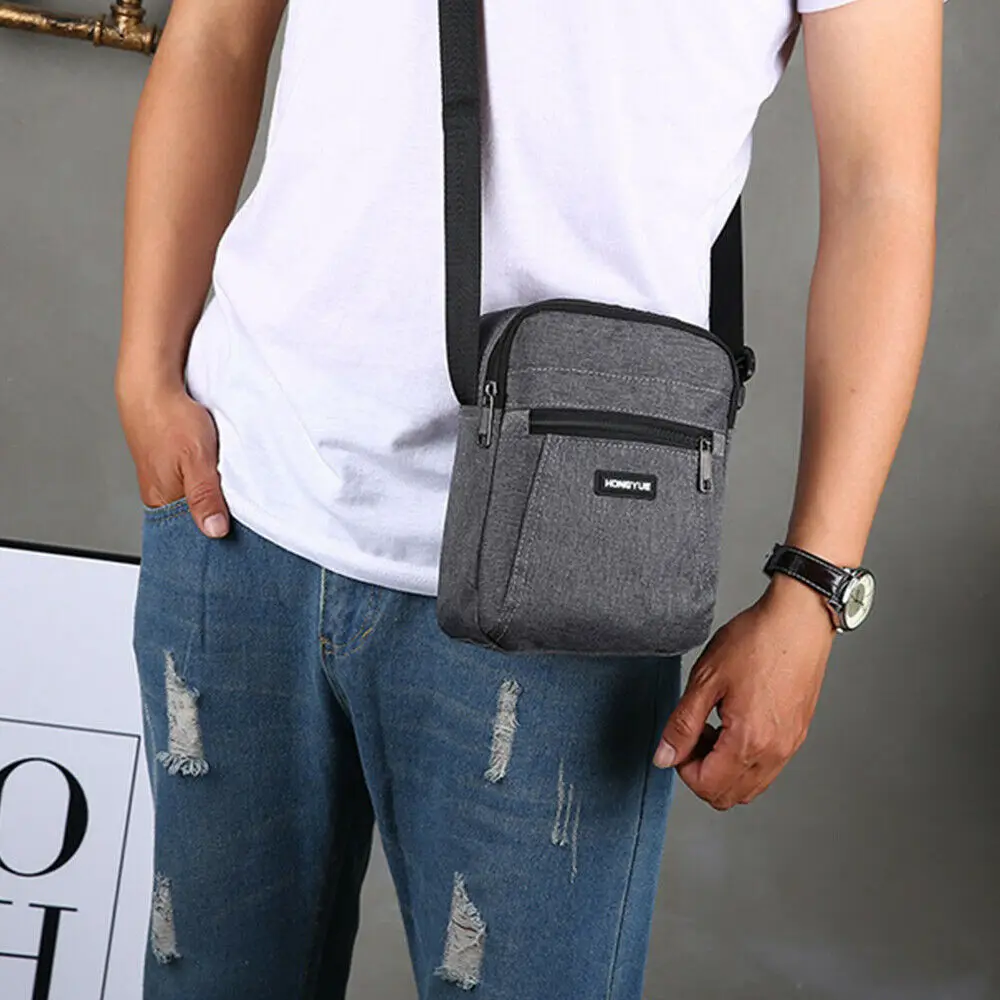 18CM*12CM*4CM Fashion Academic Mens Messenger Bag with zipper Waterproof Cross Body Shoulder Travel Work Utility Bags