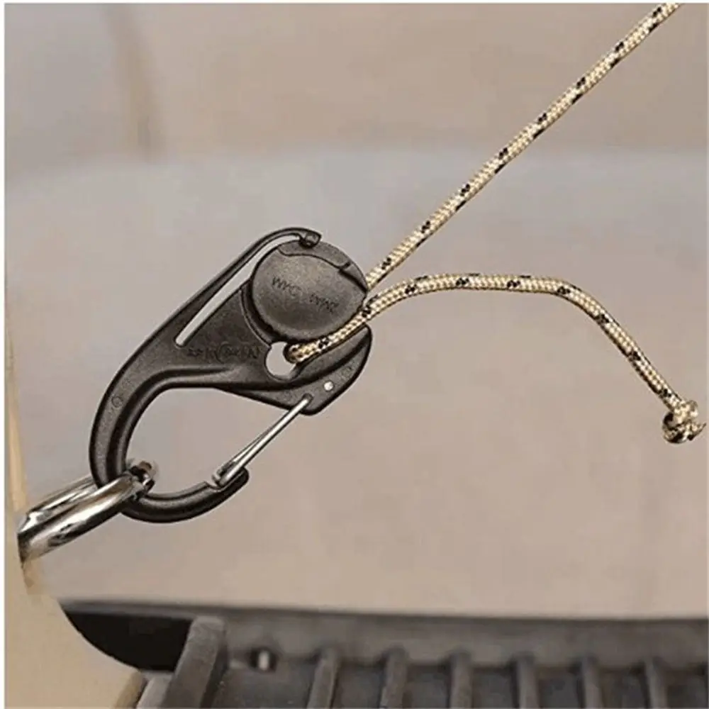 1/2/5pcs New Without Knotting Rope Tightener Black 66*34mm Hanging Rope Hook Cast Hooks Outdoor Tools