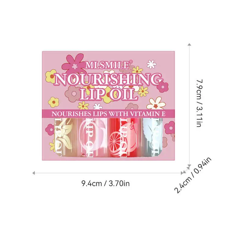 MLSMILE オイルセット 保湿＆栄養 フルーツフレーバー 透明感のあるぷっくりリップグロス 4個セット 2025年新商品