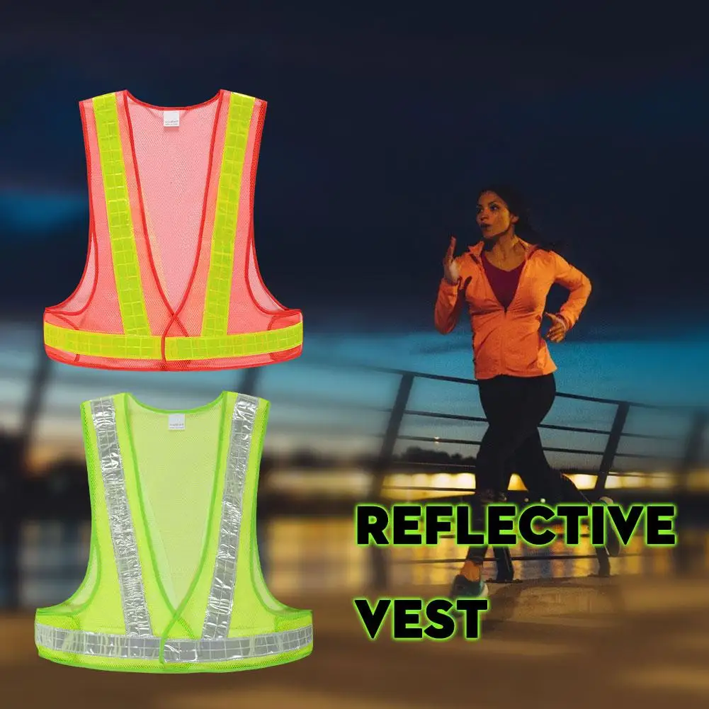 Reflective Safety Vests Lightweight Elastic Vest Hi Vis Reflective Strips For Traffic Control Running Cycling N4s9