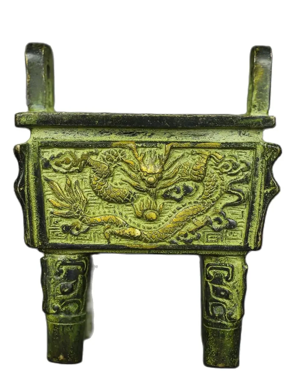 

Bronze Gilded Flying Dragon Pattern Cauldron Stove Retro Home Decoration