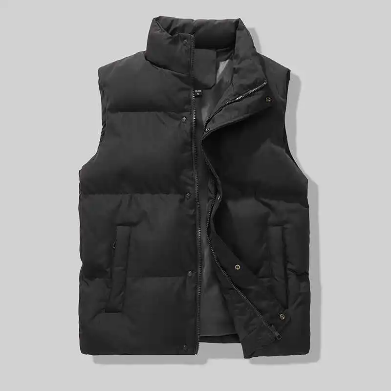 

Simple Color Stand Collar Svel Cotton Vest Men's Outerwear Warmth Autumn Winter Faion Bal Tank Top
