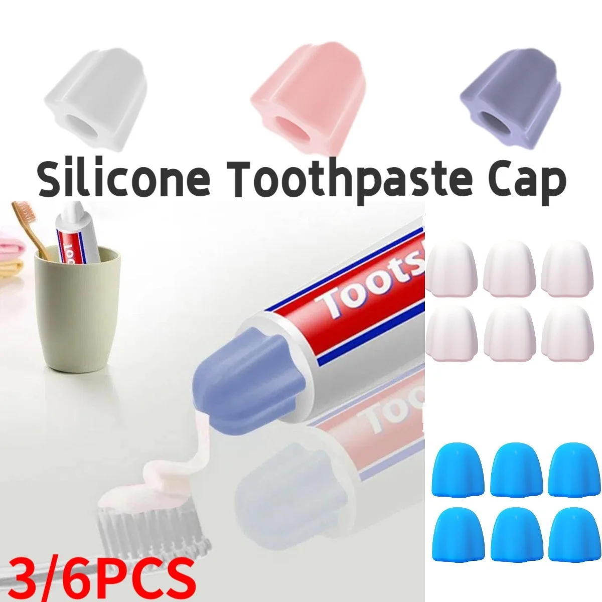 3/6pcs Silicone Toothpaste Cap Self-sealing Toothpaste Dispenser Supplies Pump Tooth Squeezer Paste Bathroom Saver Toothpaste