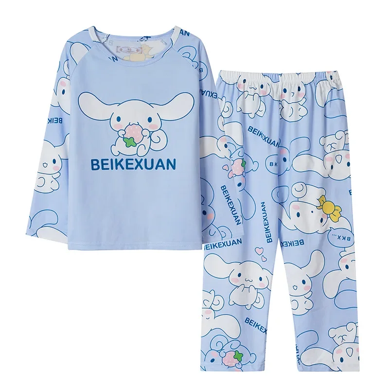 Kuromi Kawaii Sanrio Children Pajamas Set Anime Cute My Melody Cinnamoroll Kids Baby Long Sleeve Sleepwear Casual Loungewear