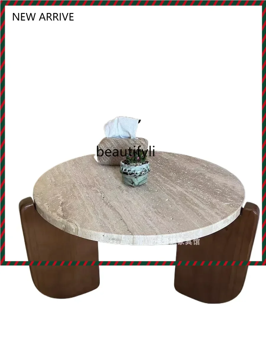 

Solid Wood Bedroom Bedside Small Table Living Room Creative Small Coffee Table Middle Ancient Cave Stone Creative Corner Table G