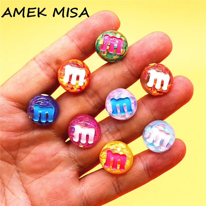 1pcs Colorful Hard Resin Shoe Charms Decorations Fun Colorful Sequin M Shoes Buckle Accessories Upper Pins for Kids Party Gifts