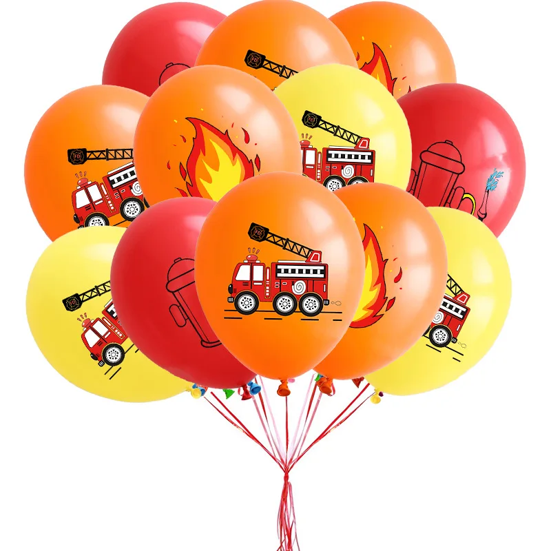 12inch Fire Truck Balloons Kit Birthday Party Decoration Latex Balloon Baby Shower Fireman Firefighter Boy Favorite Gift Supplie