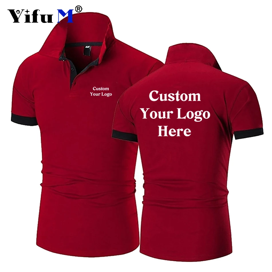 Custom Your Logo Company Personal Business Short Sleeve Polo Design Printing Logo Casual Men Women Lapel Cotton Slim Fit Shirt