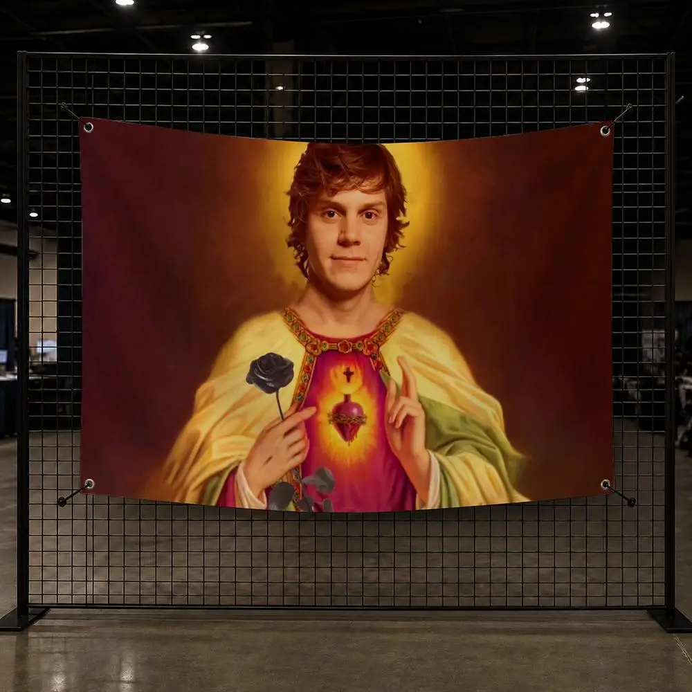Handsome E-Evan Peters Flags Interior Wall Hanging Background Art Banner Bedroom Home Living Room Outdoor Party Decor