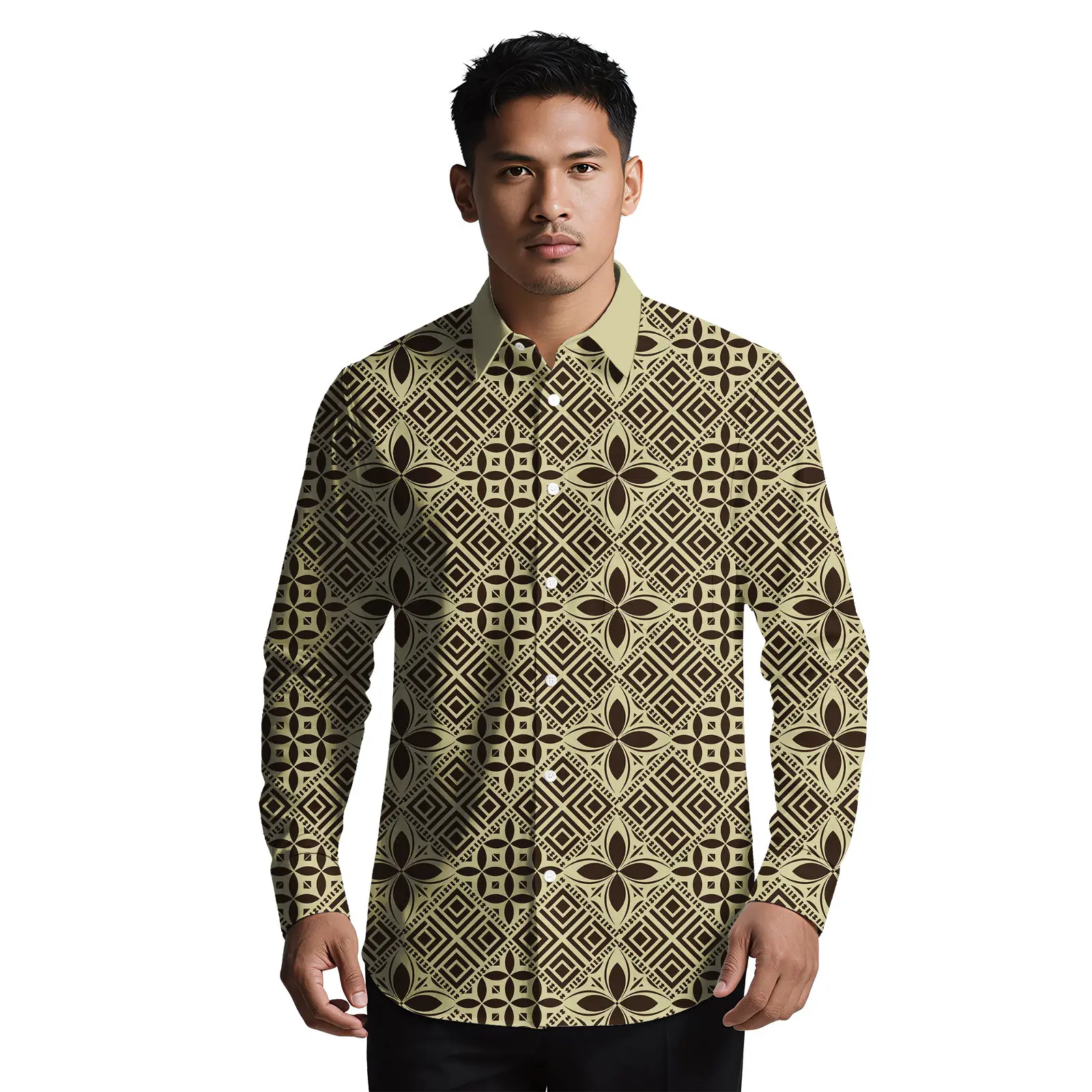 عيد الميلاد صور مخصصة البولينيزية القبلية تصميم الرجال زر تي شيرت ساموا الوشم تصميم ملابس للرجال قمصان هاواي ألوها #4