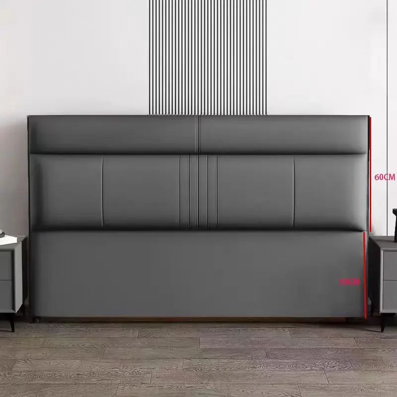 #Modern Solid Wood Soft-Padded Headboard With Top-Grade Leather Surface Multi-Purpose Double Bed Customizable Sizes