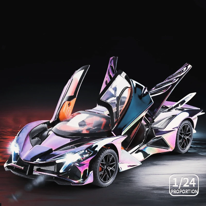 

1: 24 Apollo EV0 electroplated alloy sports car model sound and light feedback toy car ornament