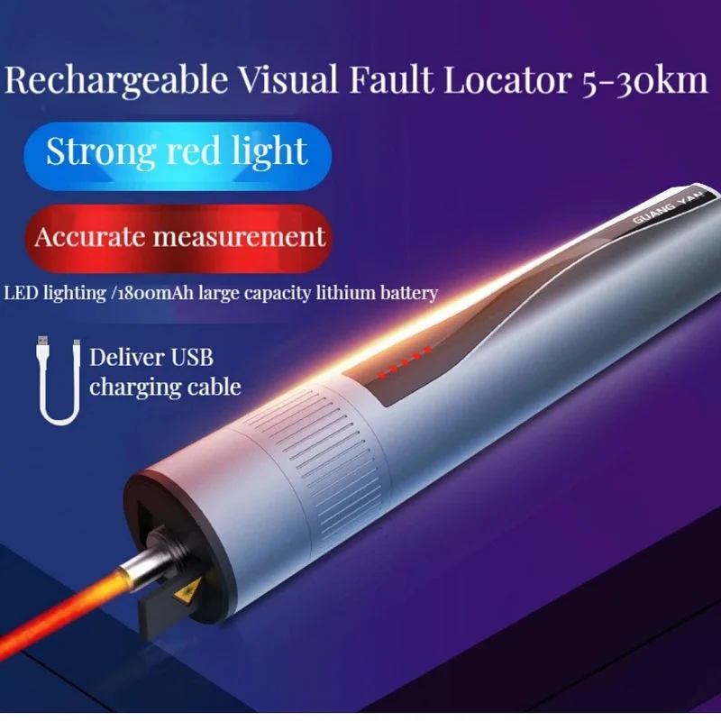 New B5 Rechargeable Laser Source 5/10/20/30MW VFL Fiber Optic Cable Tester Pen Type Red Lithium Battery Visual Fault Locator