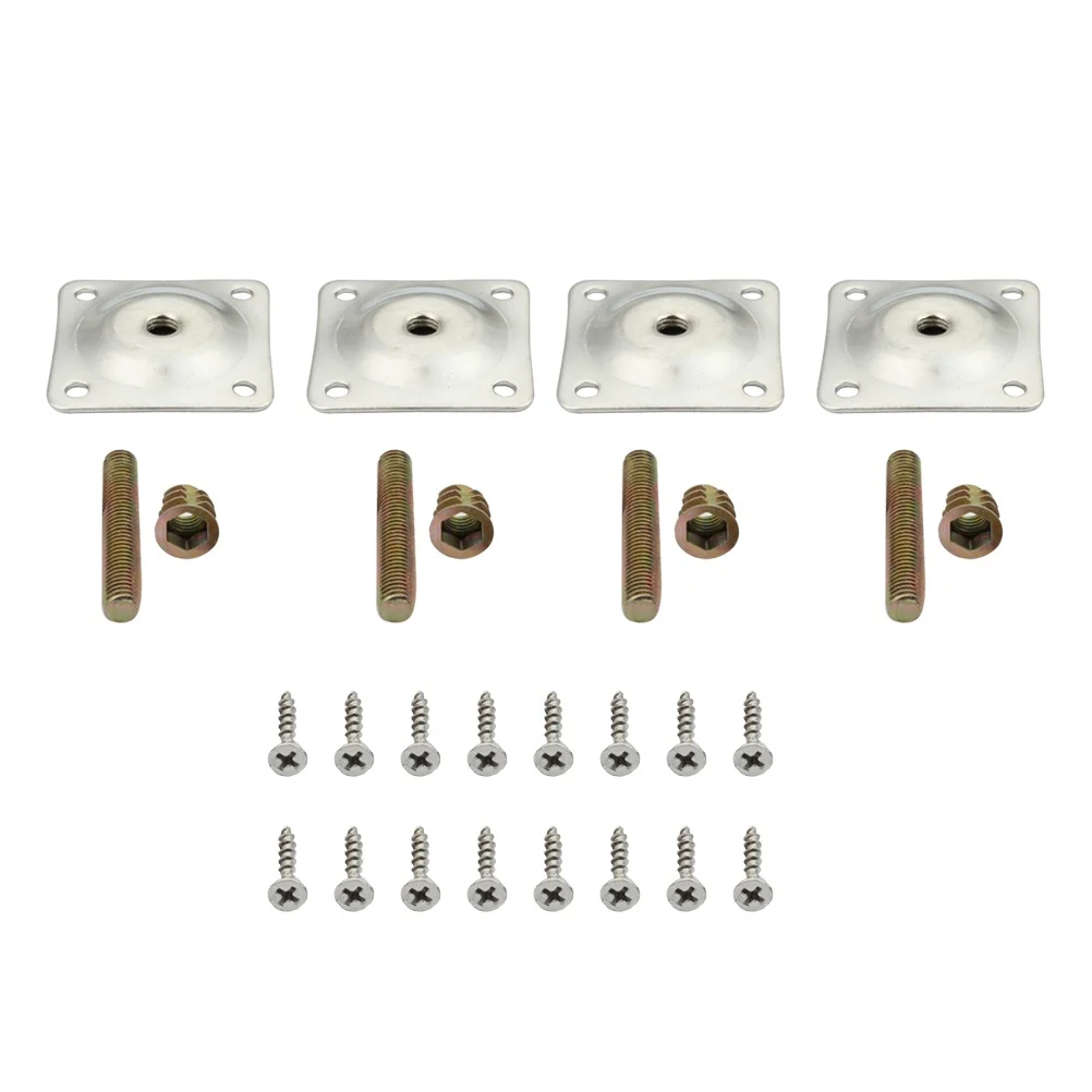 

4 set Iron Sofa Legs Flat Mounting Plates Adjustable Height For Furniture Worktops Tables Breakfast Bars Cabinets Shelves