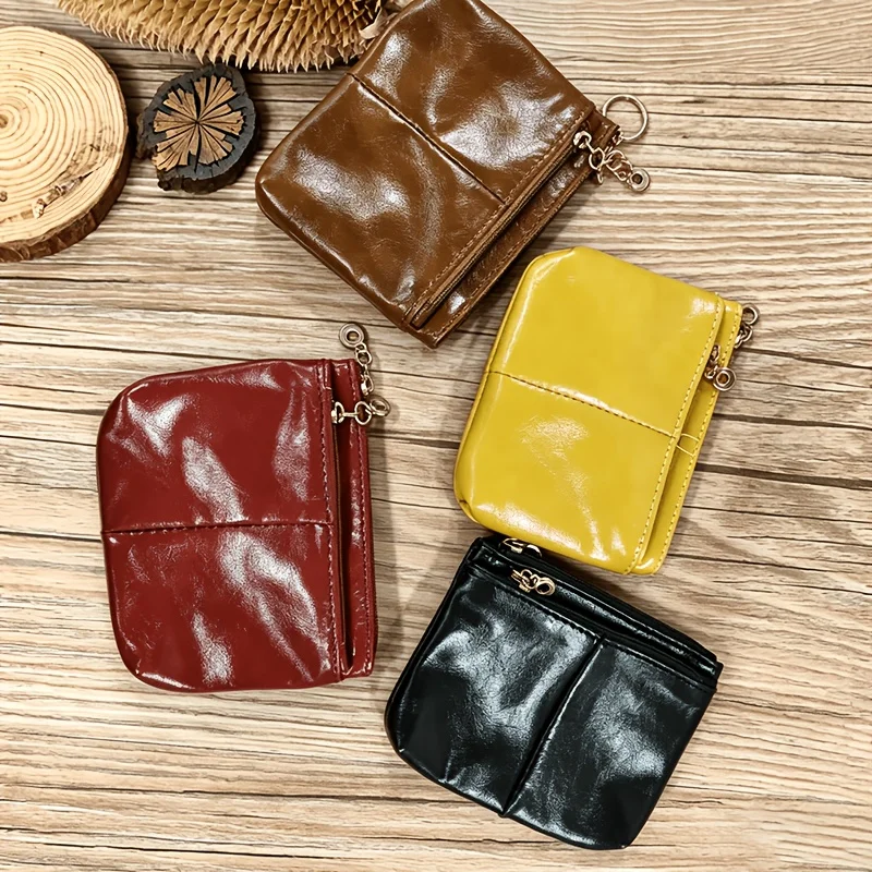 Small Zipper Coin Purse, Minimalist Card Pouch for Business Cards, Driver License, Transit Cards & Keys