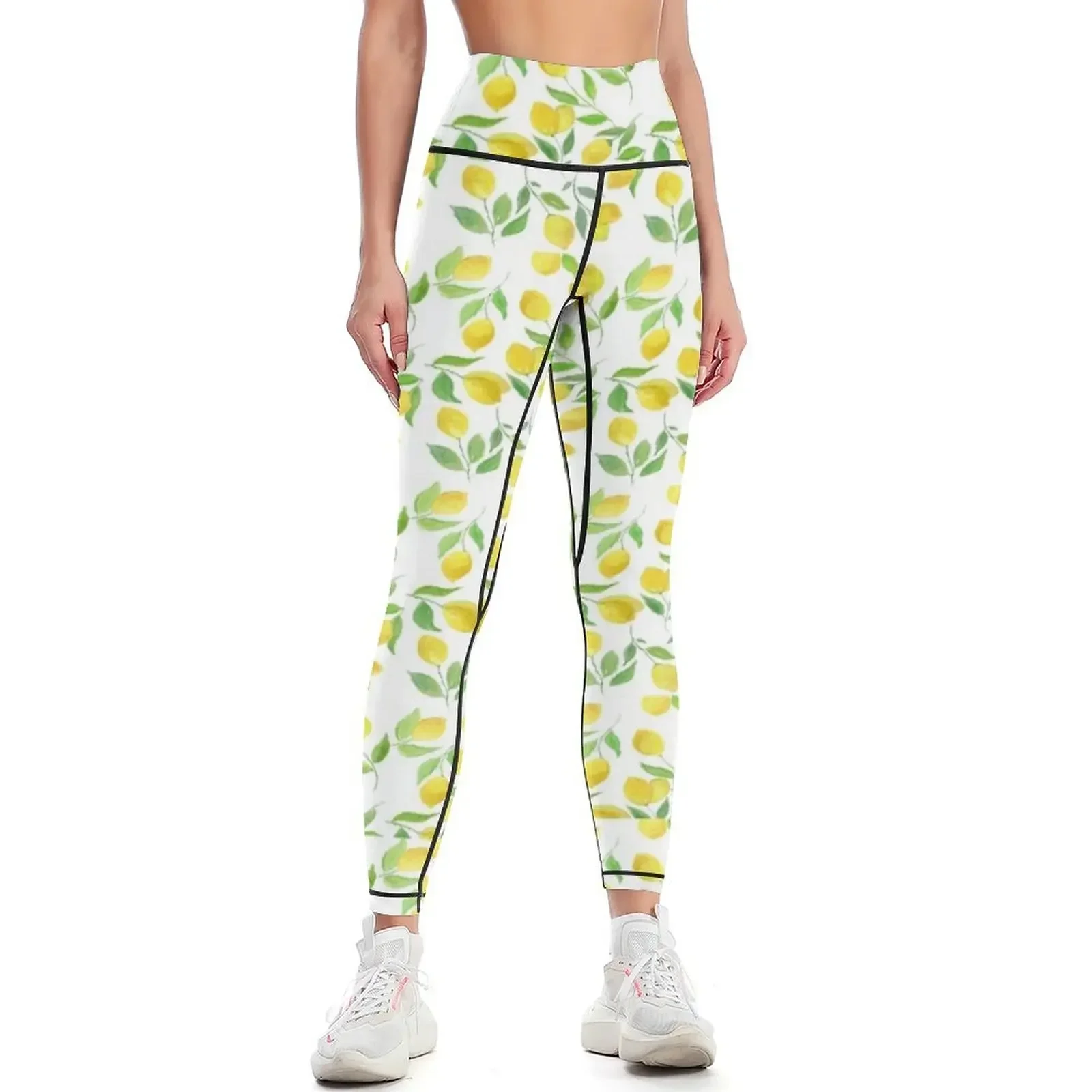 

Watercolor Lemons Pattern Leggings for girls gym's sportswear gym pants exercise clothing for Womens Leggings
