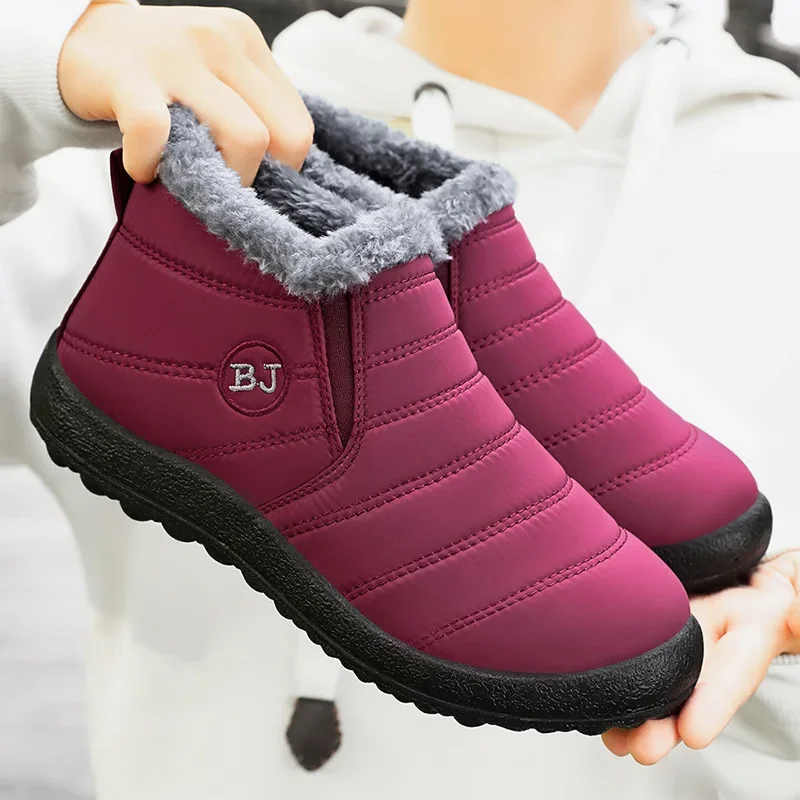 Cotton shoes, winter new couple snow boots with plush and thick cotton boots, polyurethane warm and casual walking shoes