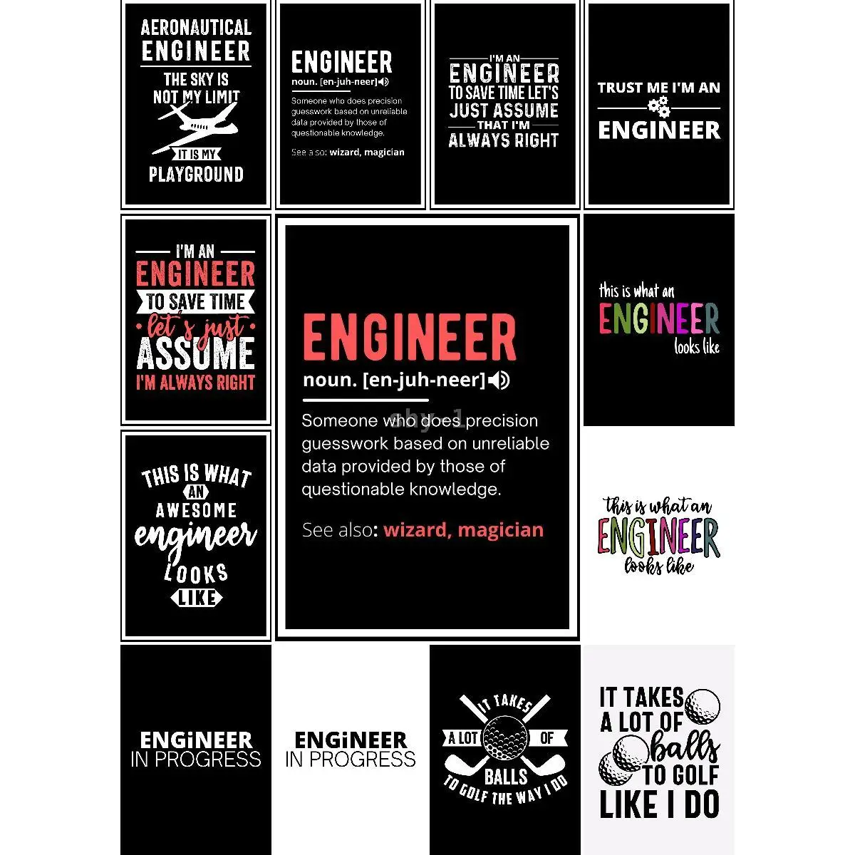 Engineer Humorous Definition Poster  Quirky Wall Art Print  Funny Culture Home Decor Collection