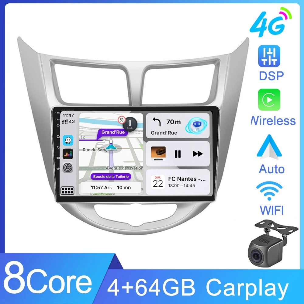 

Android 12 Carplay Car Radio for Hyundai Solaris 2010 2011-2016 multimedia player GPS Navigation 2din autoradio 8core 8G+256G