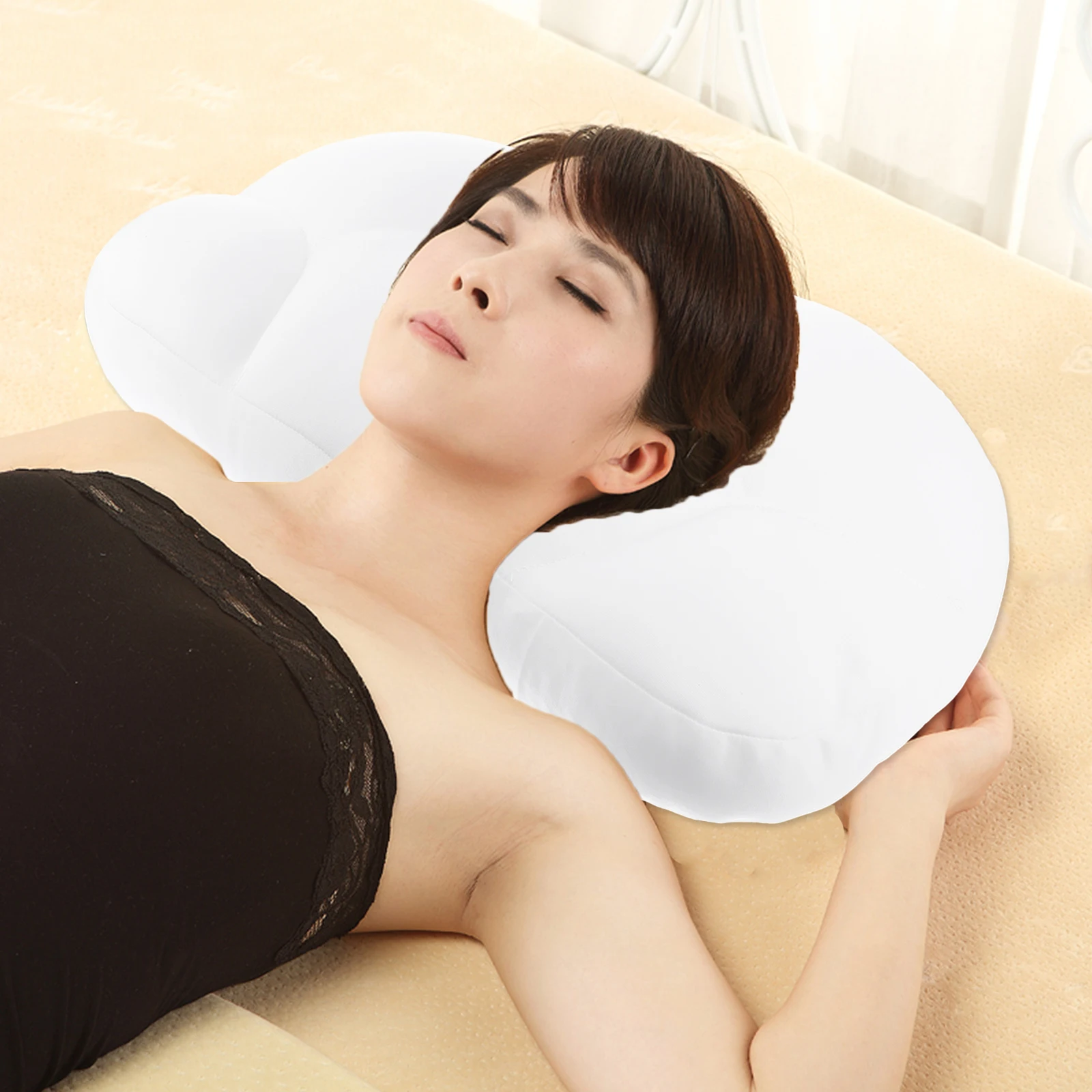 

Polyester Lumbar Pillow Waist Cushion for Adults Neck Support Sleeping Aid Travel Home Use Soft Comfortable Lightweight Portable
