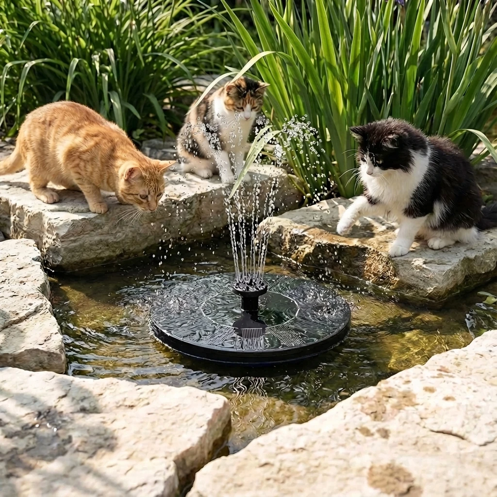 1W Solar Bird Bath Fountain Pump, Solar Fountain, Free Standing Floating Solar Powered Water Fountain Pump for Bird Bath, Garden