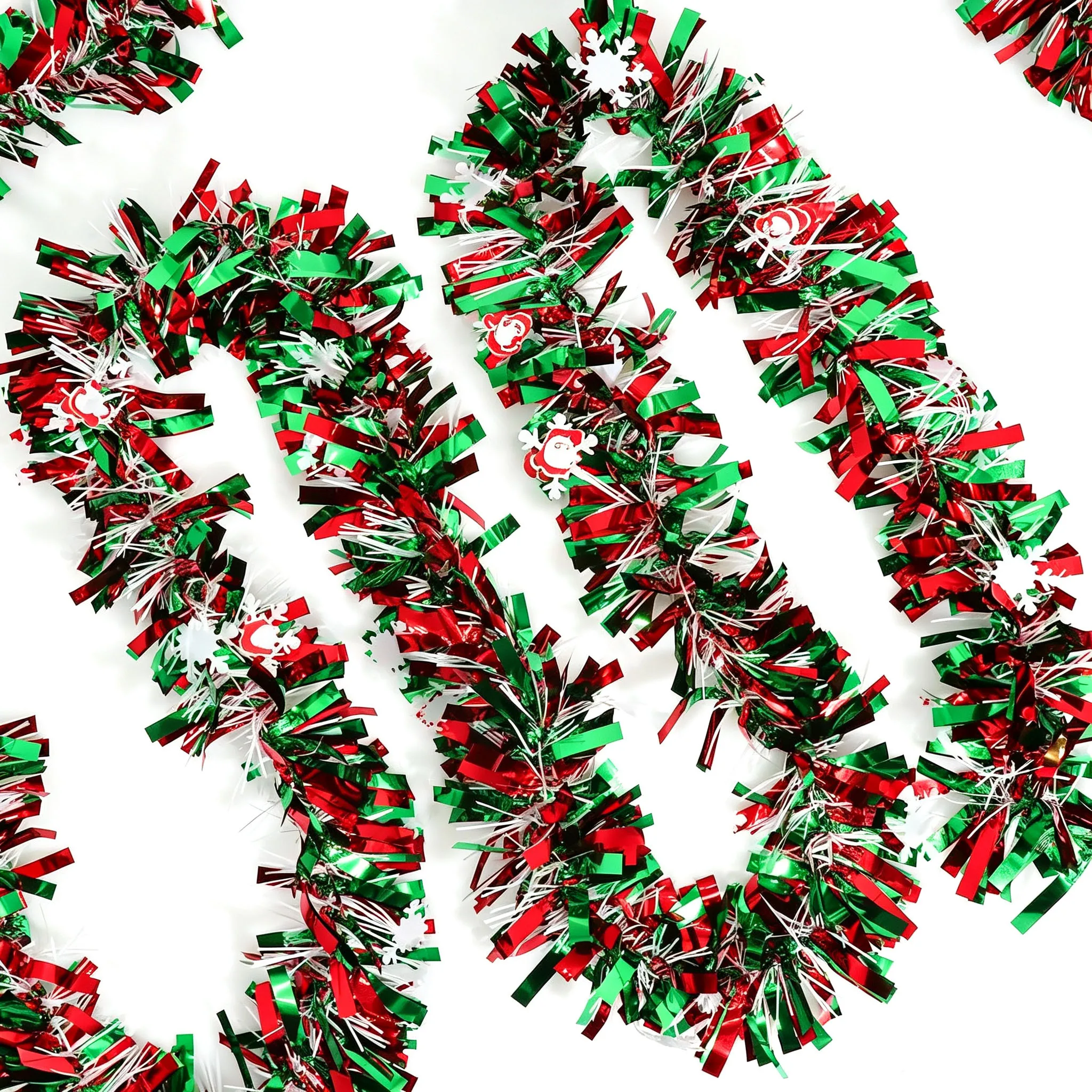 Tinsel Garland Decoration - Guirnaldas de Navidad Rojas y Verdes
