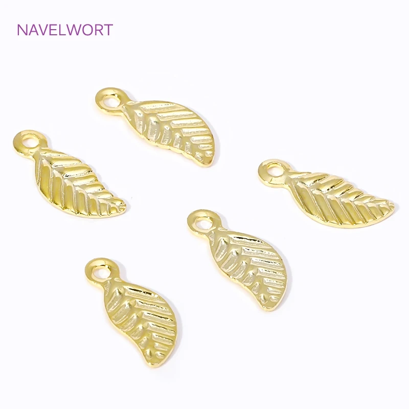 18k banhado a ouro latão mini árvore folha folhas encantos pingentes, para brincos colar jóias fazendo diy artesanato artesanal atacado