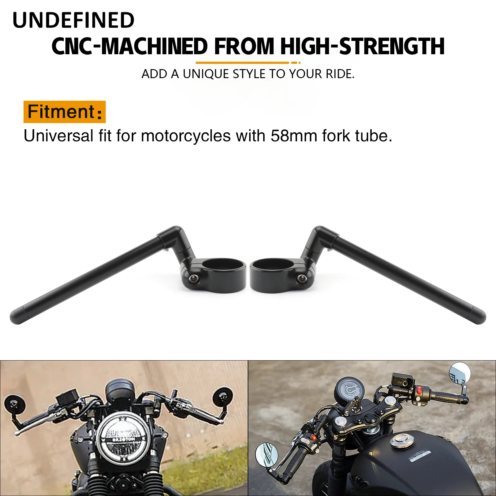 Motorcycle Black Handlebars Adjustable Cafe Racer Split Clip On Ons Fork 31 35 39 45 49 50 52 58 MM Handle Bar Rised Riser Clamp