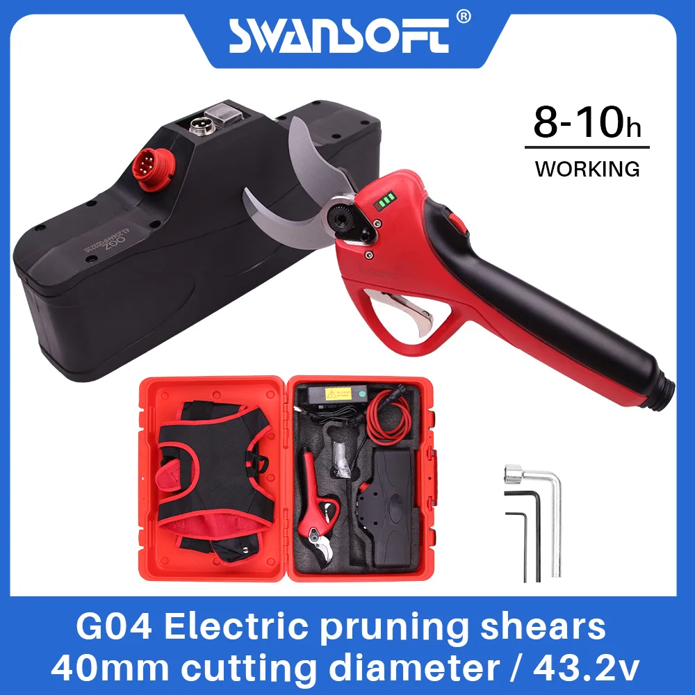 Swansoft 40mm professional battery powered cord electric pruner for vine pruning, orchard, tree management, nurseries, olives