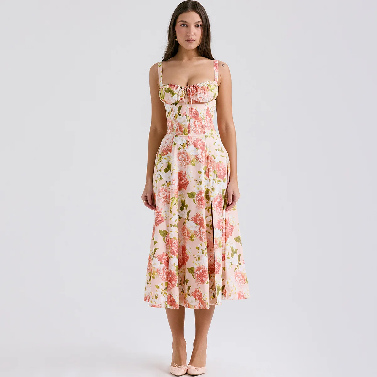 

Женское платье с цветочным принтом ICCLEK, очень мягкое дышащее Плиссированное длинное платье трапециевидной формы без рукавов с открытой спиной, от солнца