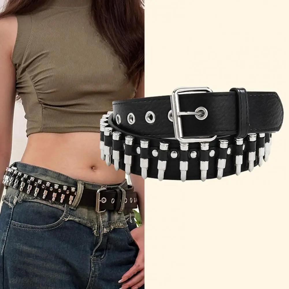 Adjustable Body Belt Punk Rock Belt Rivet Decor Unisex Punk Style Belt Wide Adjustable Faux Leather Waistband for Jeans Pants