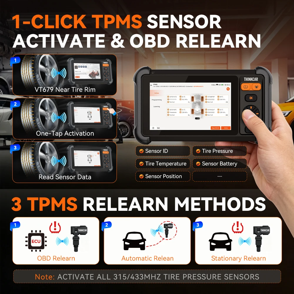 THINKCAR VT679 TPMS Programming Diagnostic Tools Full System CANFD OBD2 Scanner 28 Resets 3 Years Free Update  Car Scan Tools