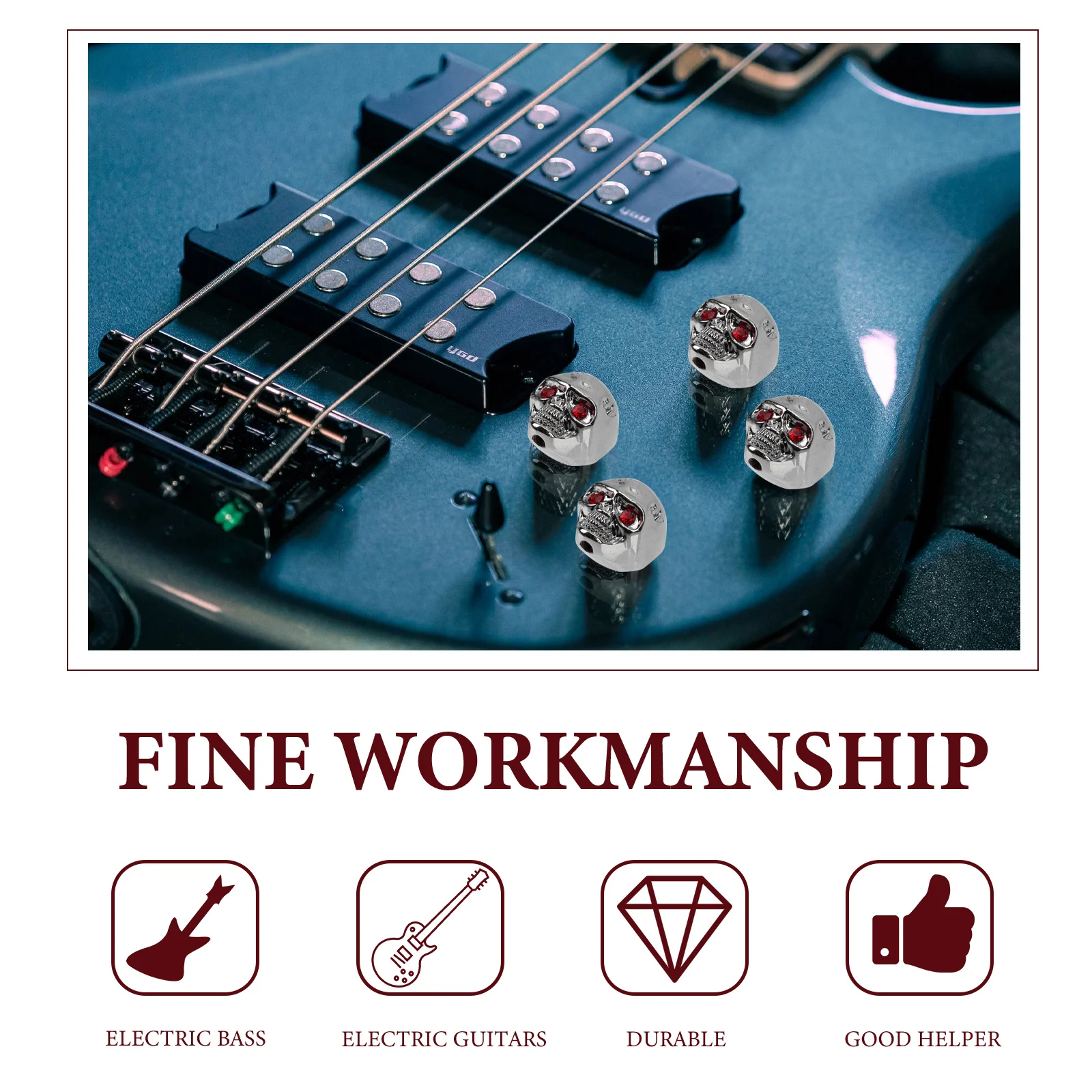 

Skull Pattern Guitar Volume Control Knob Metal Rotary Potentiometer Caps Replacement Amplifier Bass Knobs for Electric Guitar